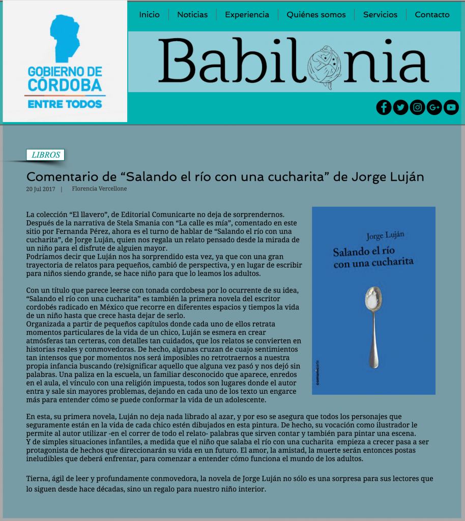 Jorge Luján nota en babilonialiteraria.com